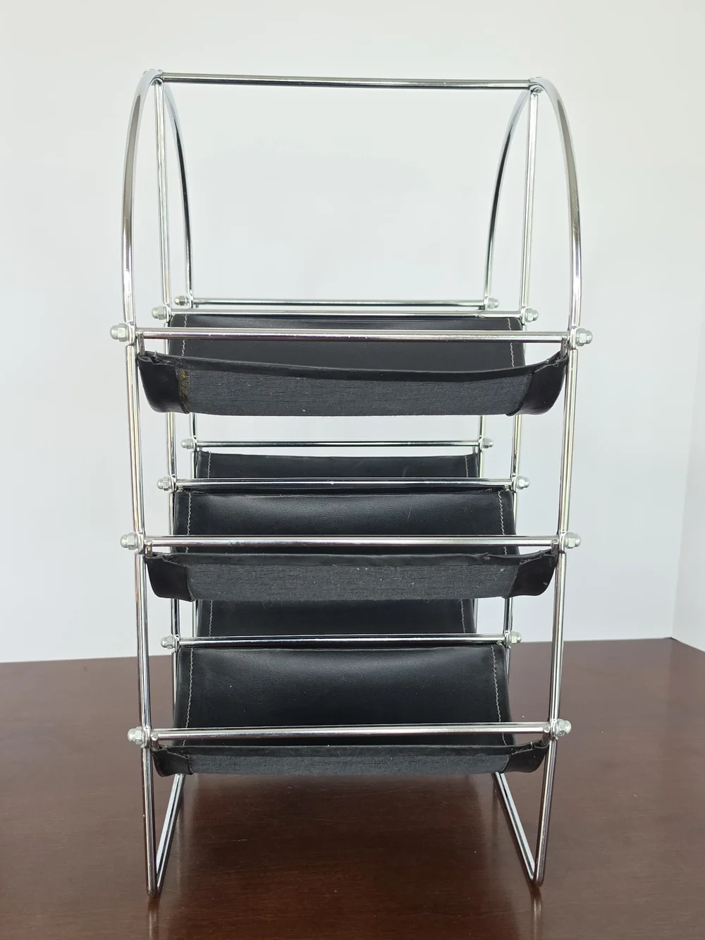 VTG Rare 1970s Chrome & Naugahyde Wine Rack James Bond Space Age MCM Retro